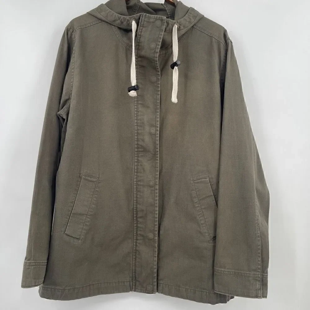 The North Face Green Cotton Shipler Full-Zip Anorak Hooded Jacket Size Large